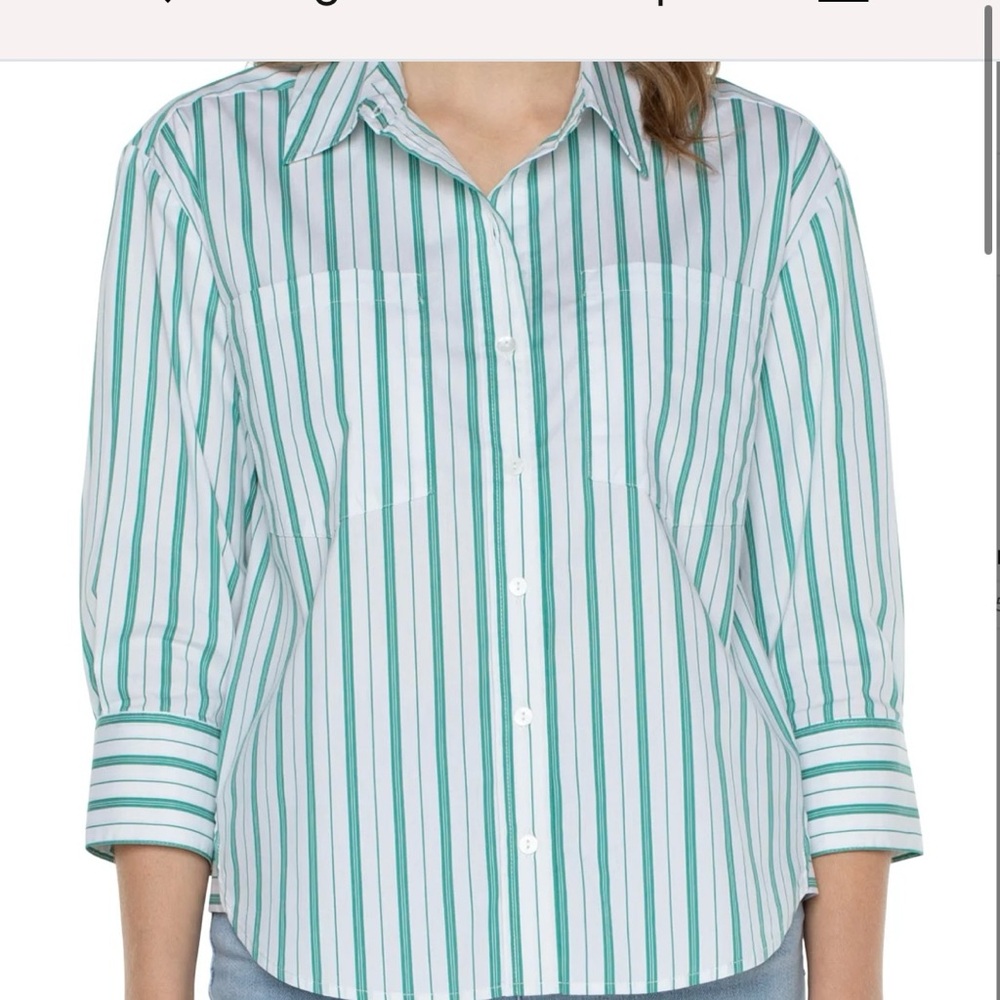 Liverpool Classic Striped White and Green Shirt. Size S - Picture 4 of 10